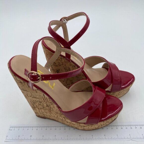 FSJ Women Peep Toe Platform Sandals Cork Wedge High Heel Ankle Strap Summer - Picture 3 of 7